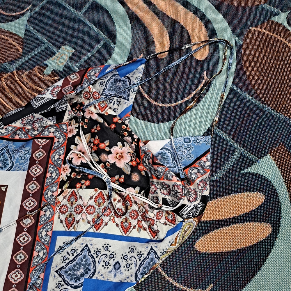 🌈 ITALIAN PATCHWORK SLIP DRESS-L - Picture 3 of 6